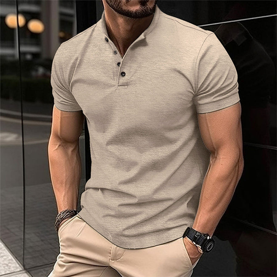 Victor | Men's Short Sleeve Henley Collar Polo Shirt