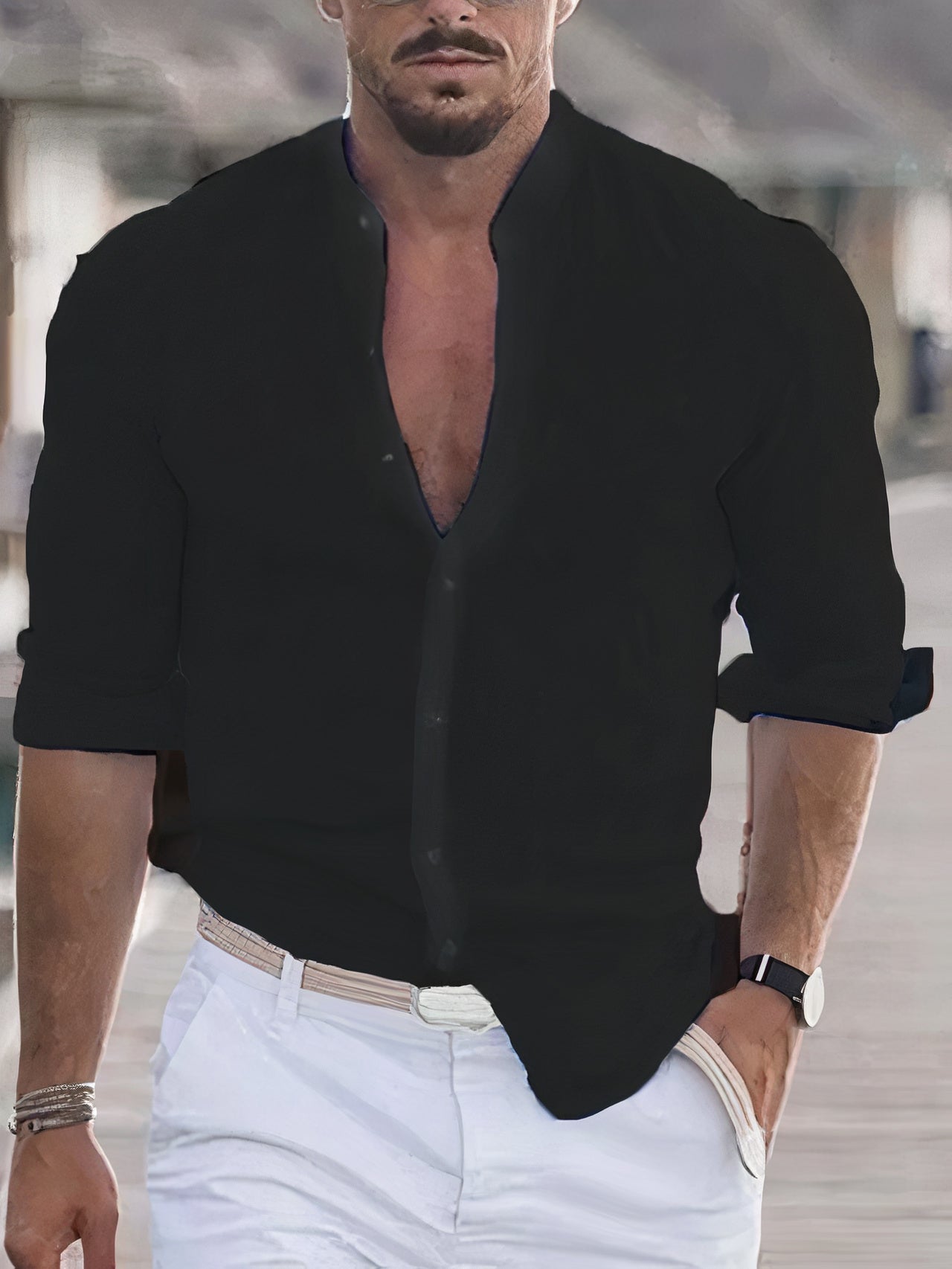 Eli | Men's Cotton Linen Henley Shirt