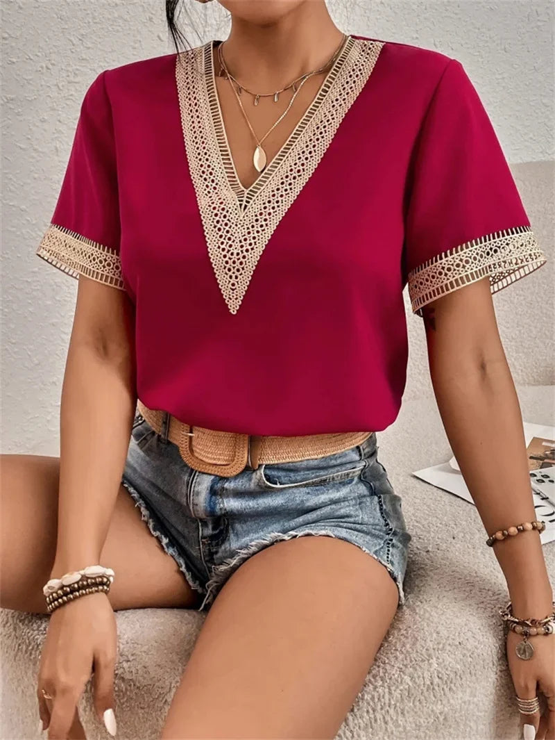 Elara | Women's Boho V-Neck Summer Blouse