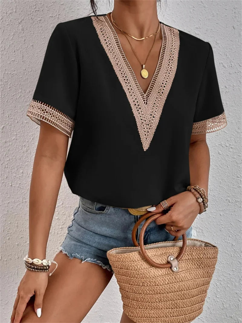 Elara | Women's Boho V-Neck Summer Blouse
