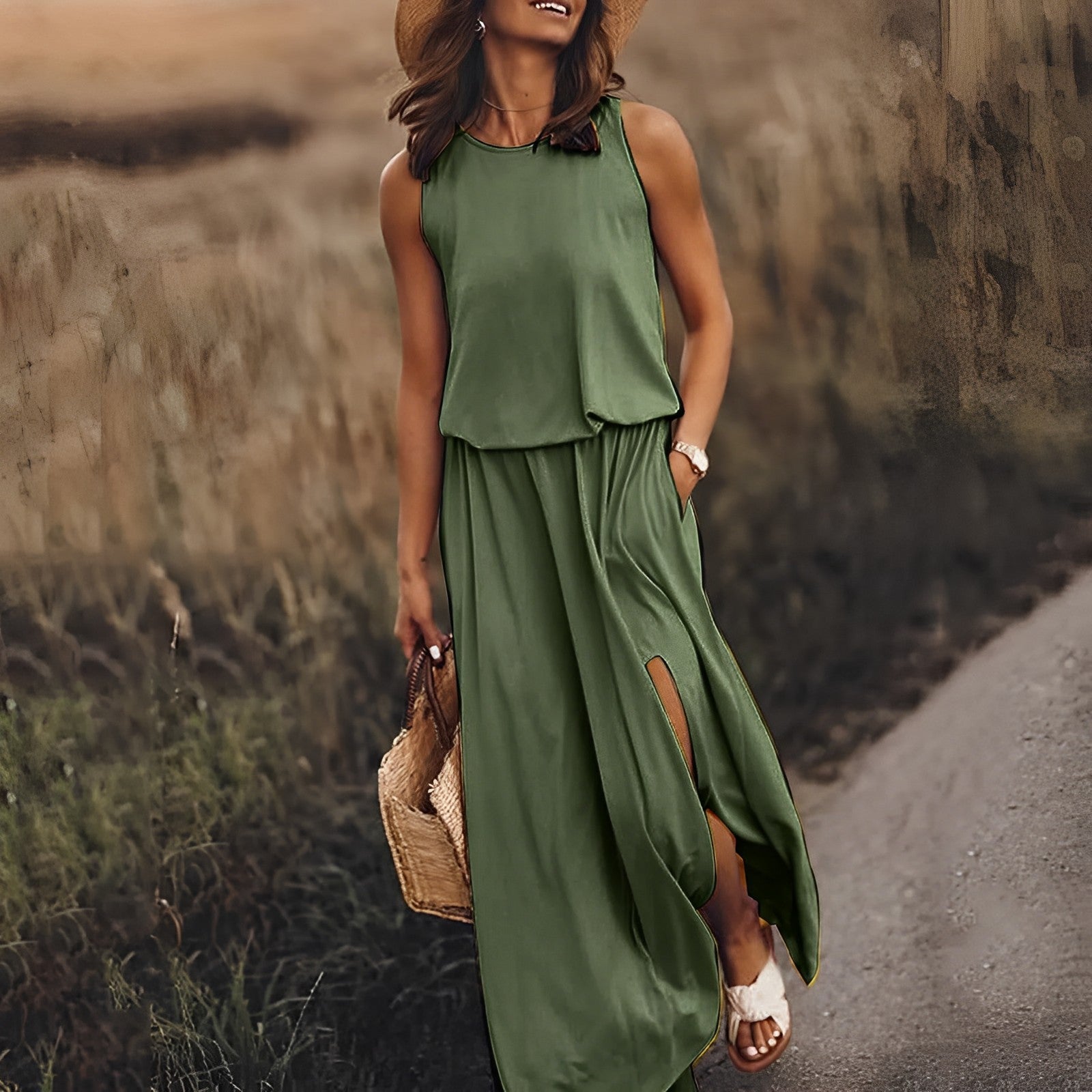 Ruby | Women's Sleeveless Round Neck Maxi Dress