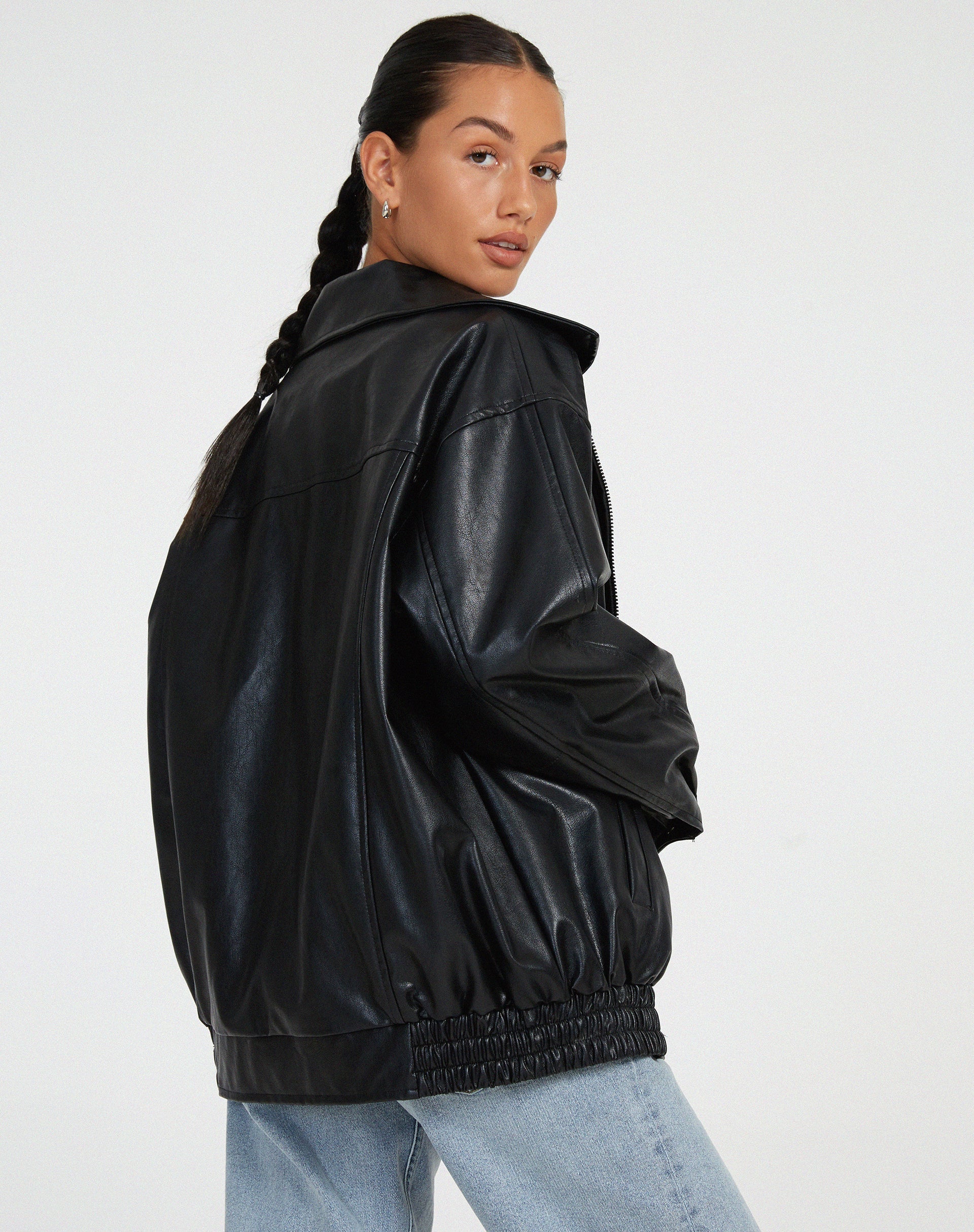 Lila | Women's Faux Leather Bomber Jacket