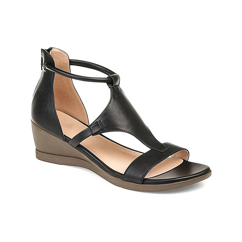Nadia | Women's T-Strap Comfort Wedge Sandals