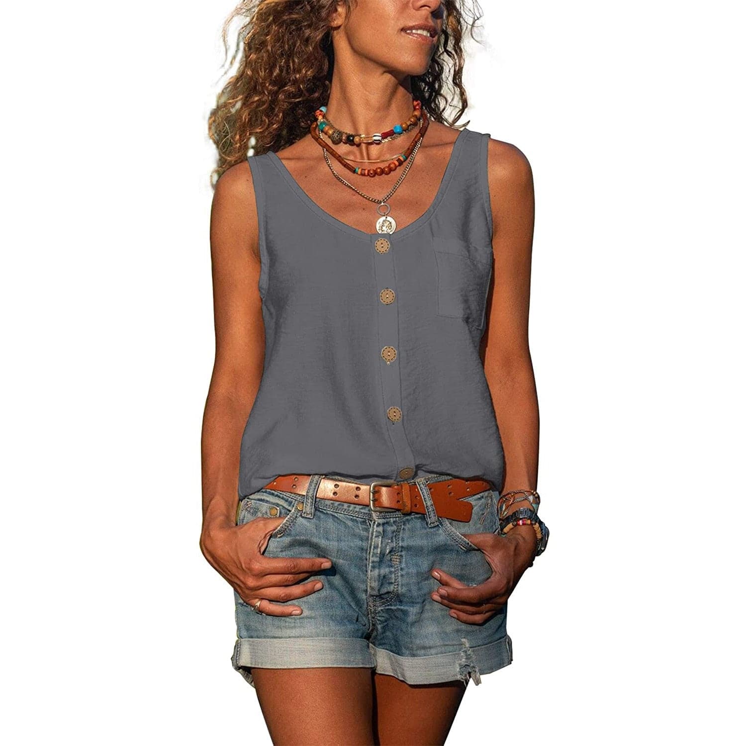 Nora | Women's Button-Front Sleeveless Tank Top
