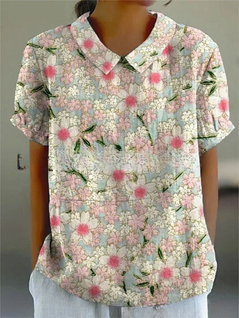 Lydia | Women's Vintage Floral Linen Blouse