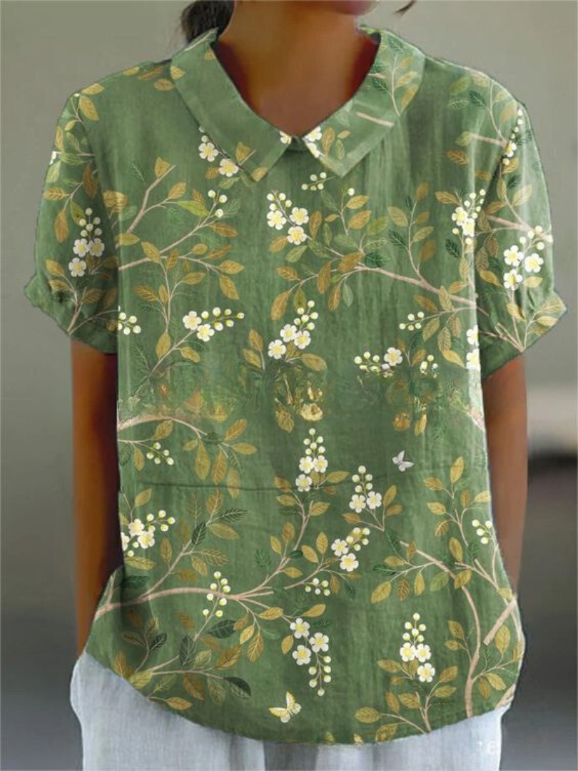 Lydia | Women's Vintage Floral Linen Blouse