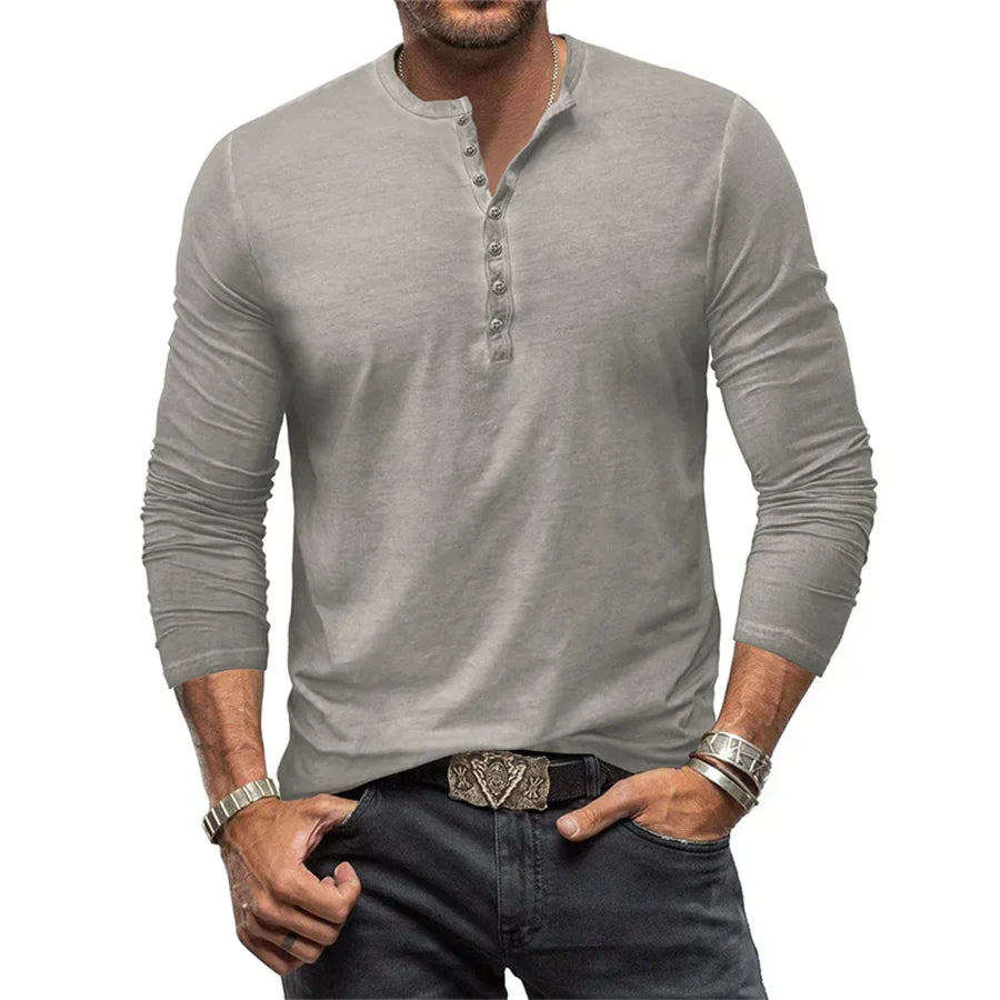 Miles | Men's Slim-Fit Cotton Henley Shirt