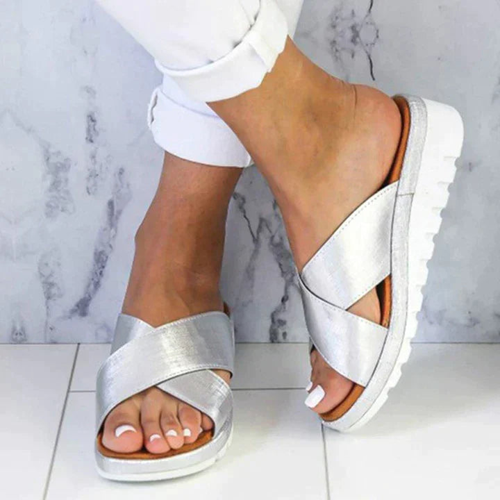 Bella | Women's Cross Strap Open Toe Slide Sandals