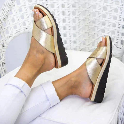 Bella | Women's Cross Strap Open Toe Slide Sandals