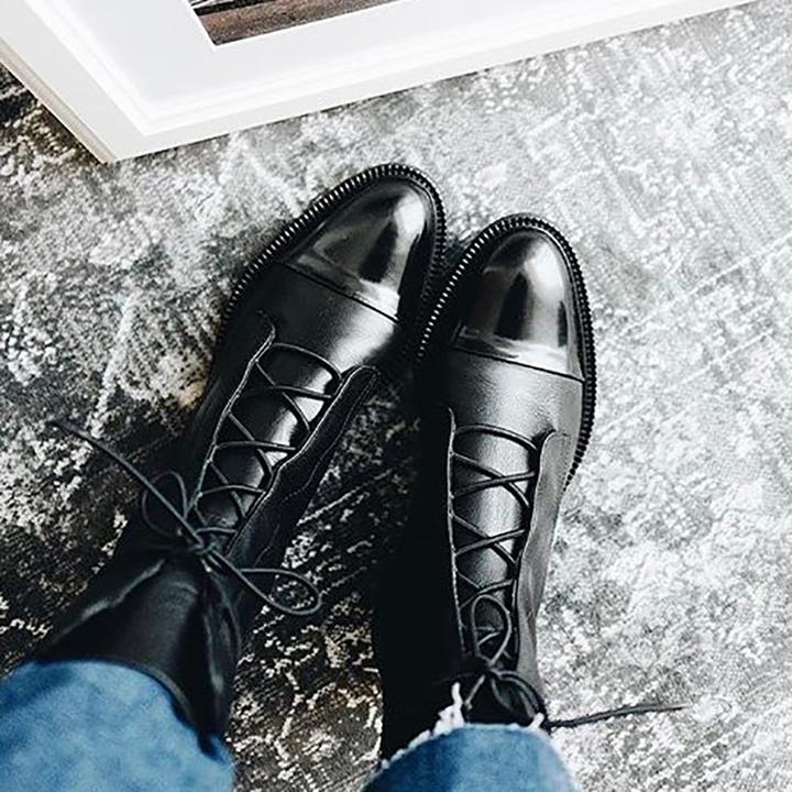 Clara | Women's Leather Lace Up Combat Boots