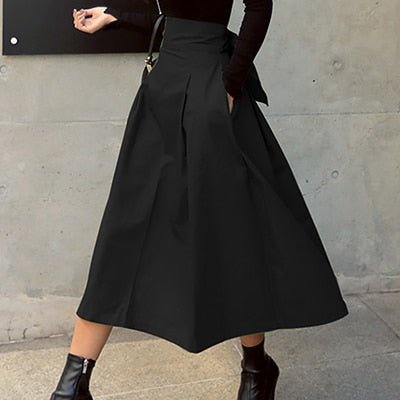 Olivia | Women's High Waist Pleated A-Line Skirt