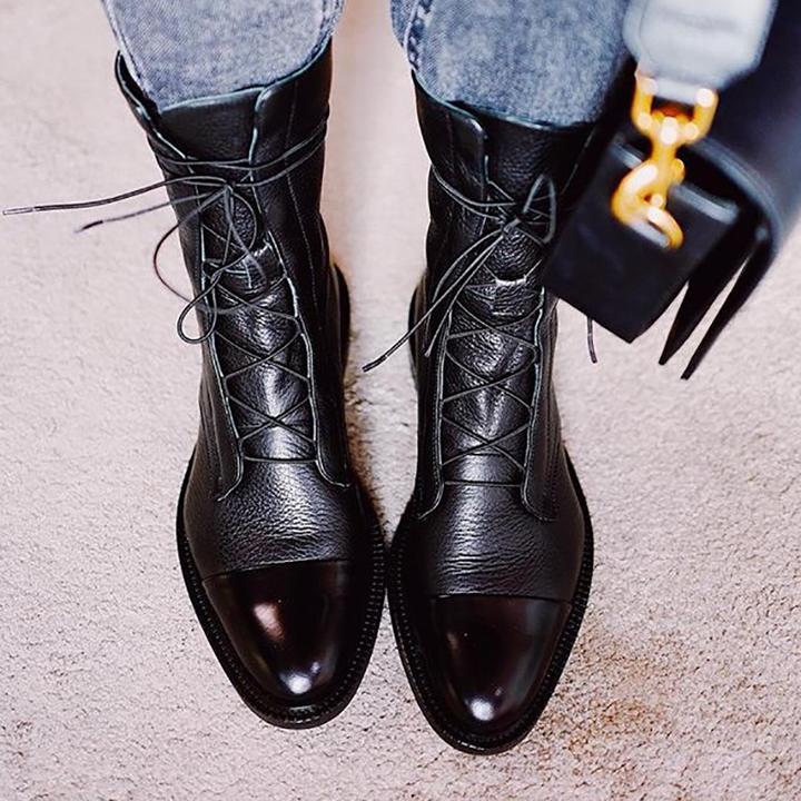Clara | Women's Leather Lace Up Combat Boots