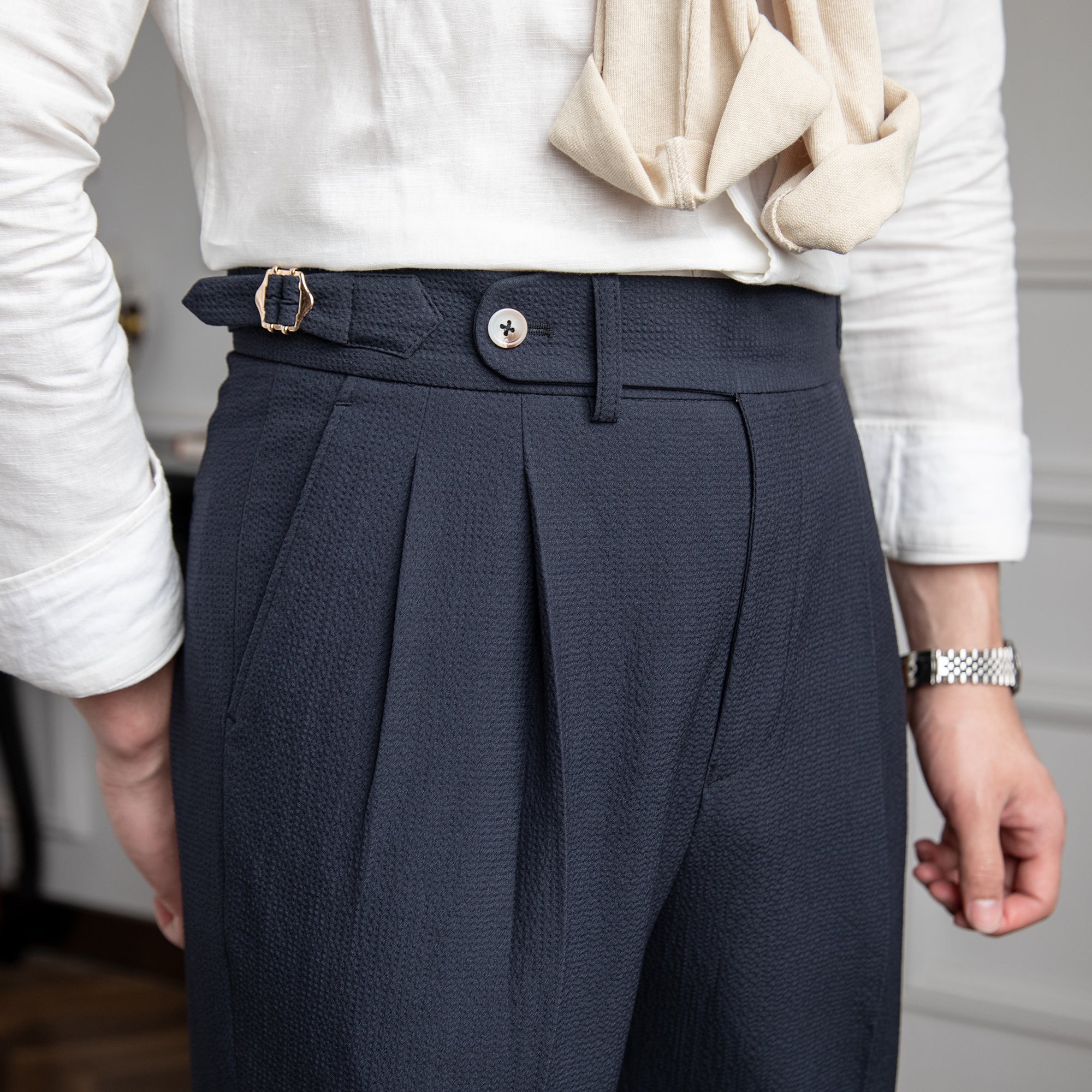 Sebastian | Men's High-Waist Pleated Tailored Trousers
