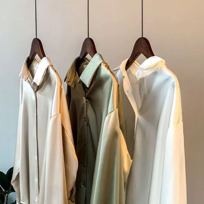 Clara | Women's Long-Sleeve Satin Button Blouse