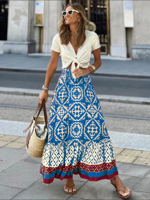 Zara | Women's Boho Printed High Waist Maxi Skirt