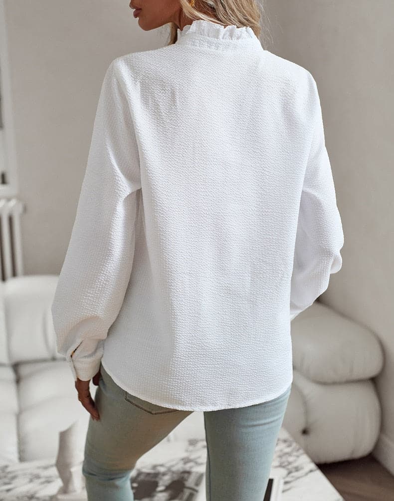 Isla | Women's Ruffle Trim Striped Blouse
