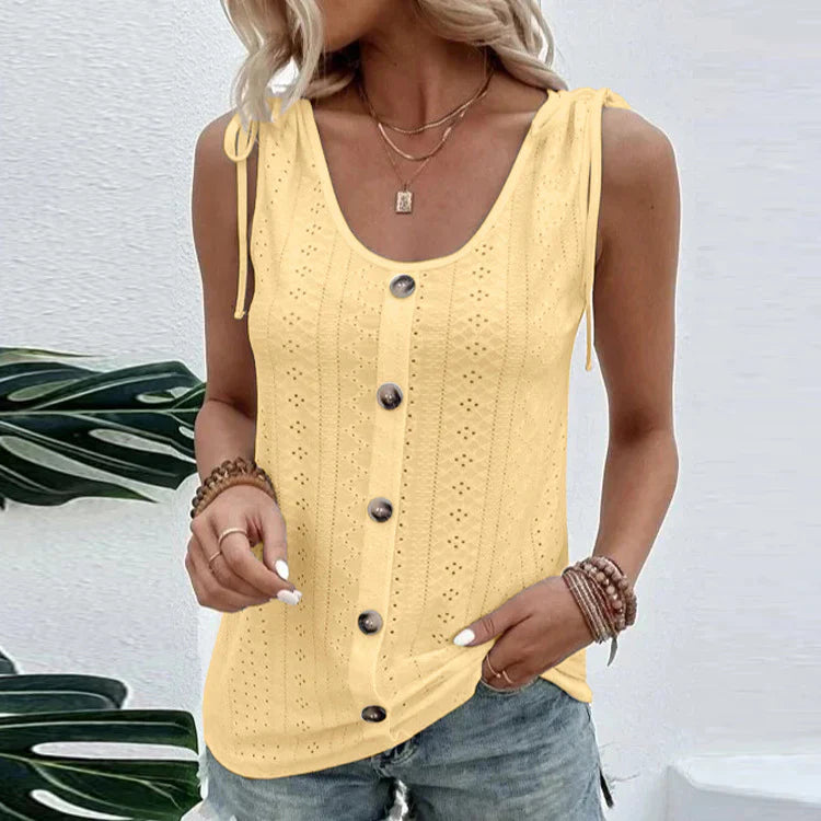 Luna | Women's Sleeveless Button Front Tank Top