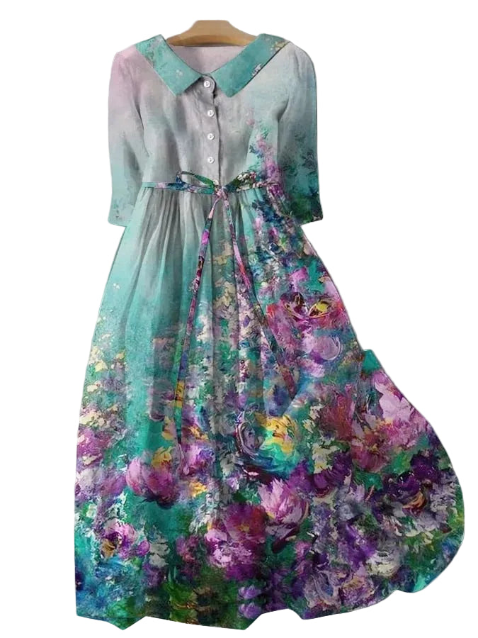 Amelia | Women's Floral Collared Midi Dress