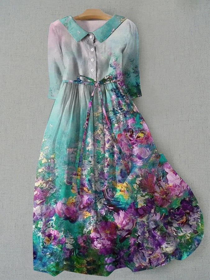 Amelia | Women's Floral Collared Midi Dress