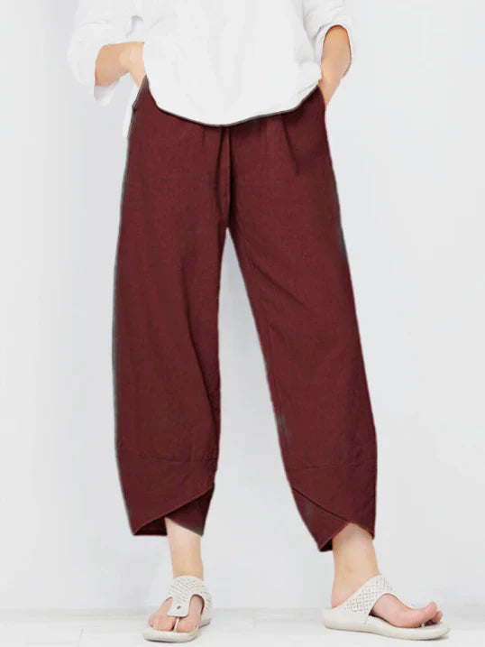 Elena | Women's Loose Fit Cropped Casual Trousers