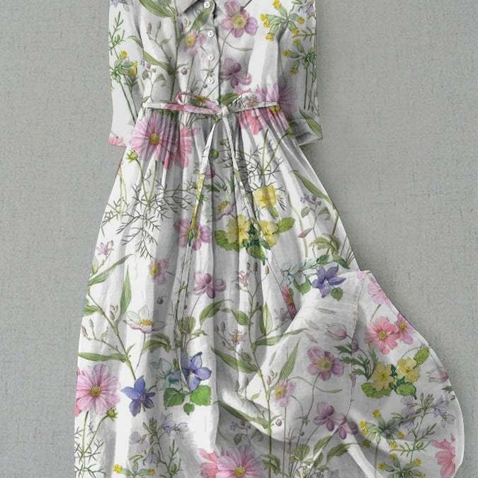 Clara | Women's Floral Belted Midi Dress