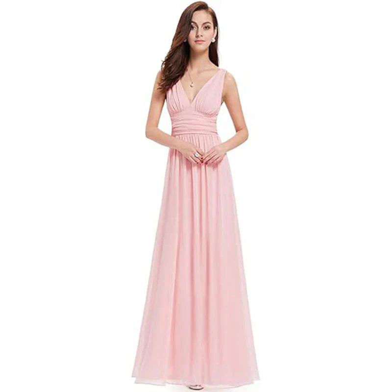 Amelia | Women's Sleeveless V Neck Chiffon Maxi Dress