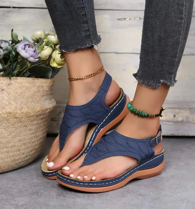Lena | Women's Open Toe Back Strap Flat Sandals