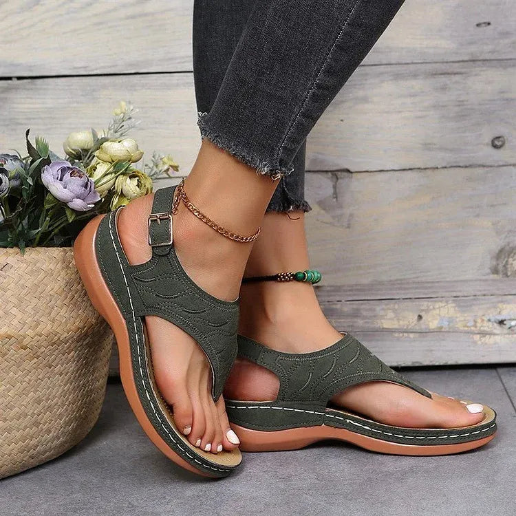 Lena | Women's Open Toe Back Strap Flat Sandals