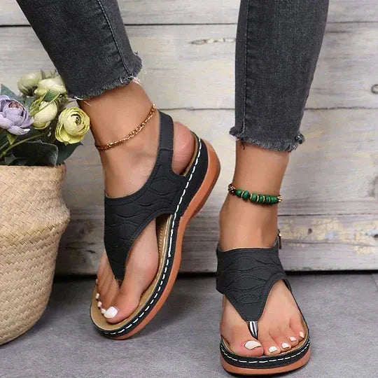 Lena | Women's Open Toe Back Strap Flat Sandals