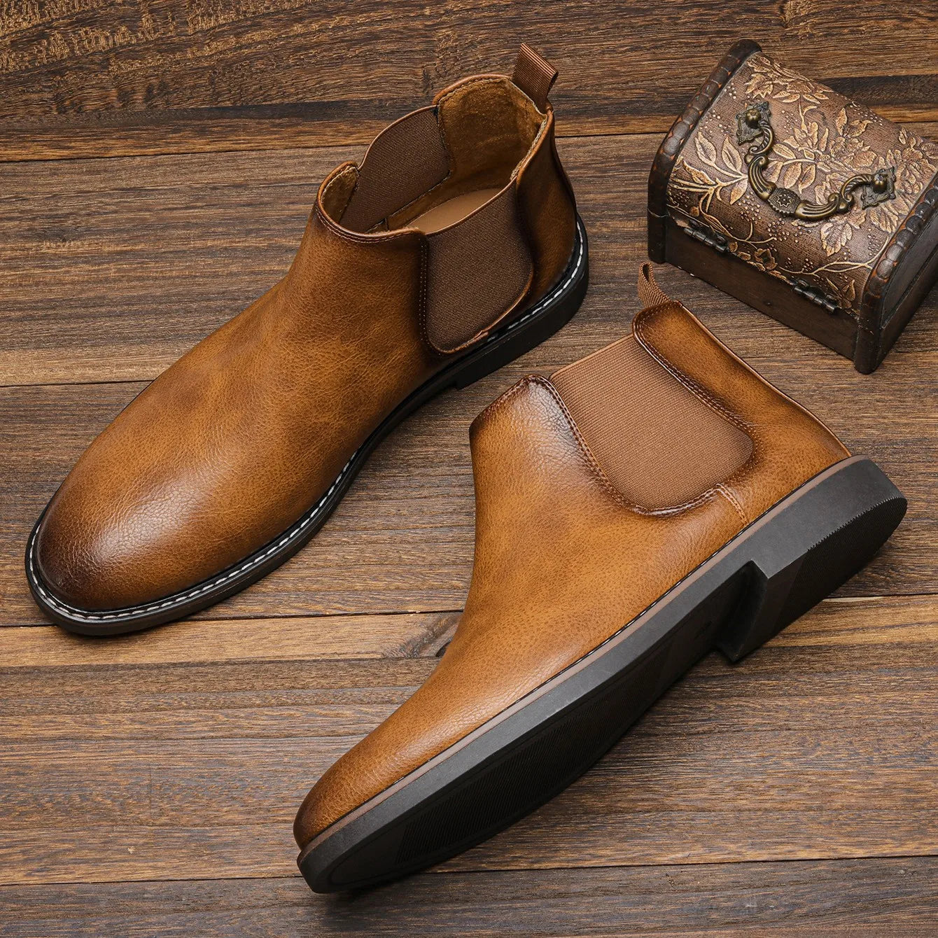 Marcus | Men's Polished Leather Chelsea Boots
