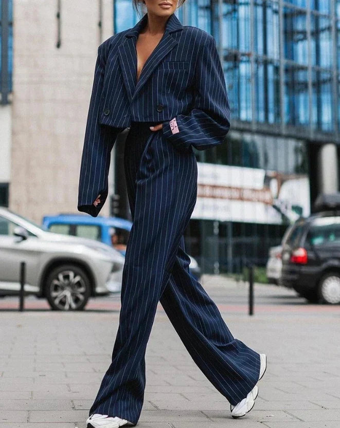 Camila | Women's Pinstripe Tailored Blazer Pant Set