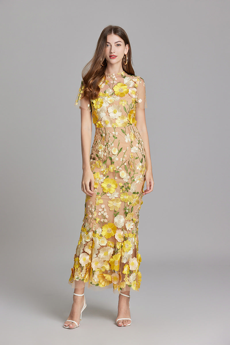Valentina | Women's Floral Appliqué Mermaid Evening Dress