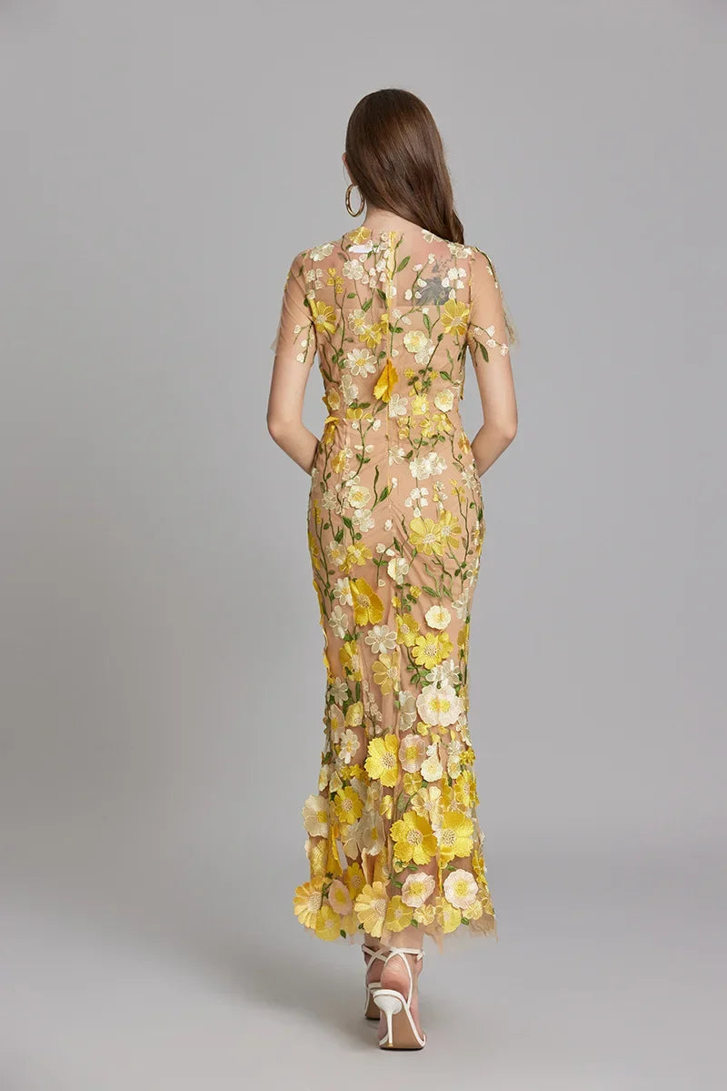 Valentina | Women's Floral Appliqué Mermaid Evening Dress