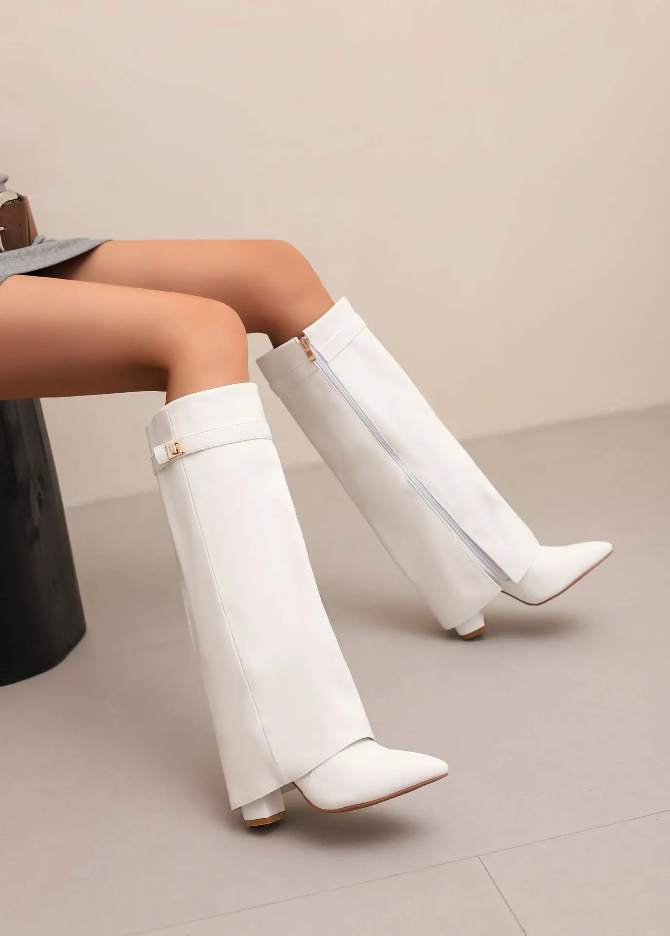 Elisa | Women's Suede Knee High Block Heel Boots