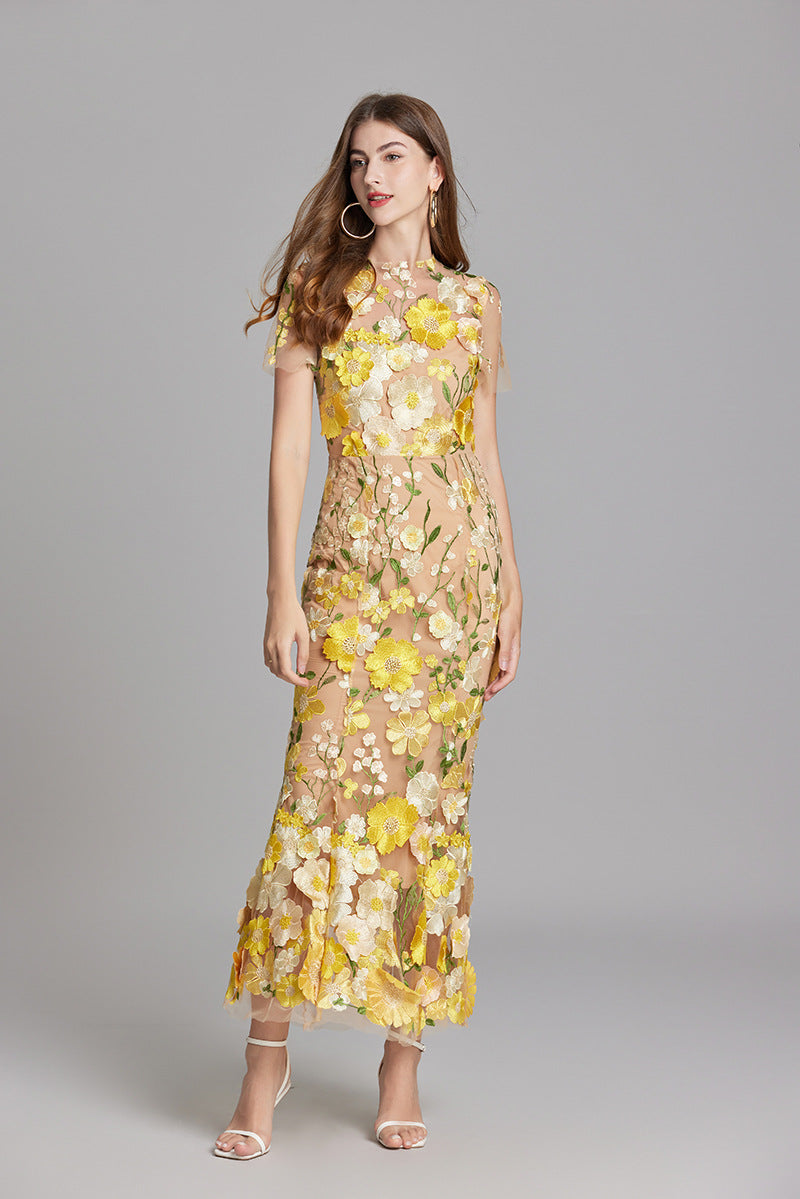 Valentina | Women's Floral Appliqué Mermaid Evening Dress