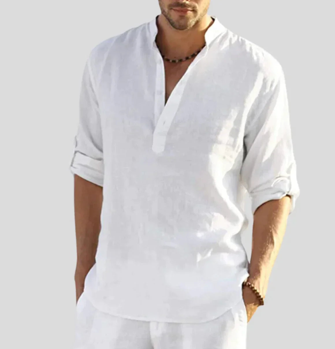 Oliver | Men's Casual Linen Henley Shirt