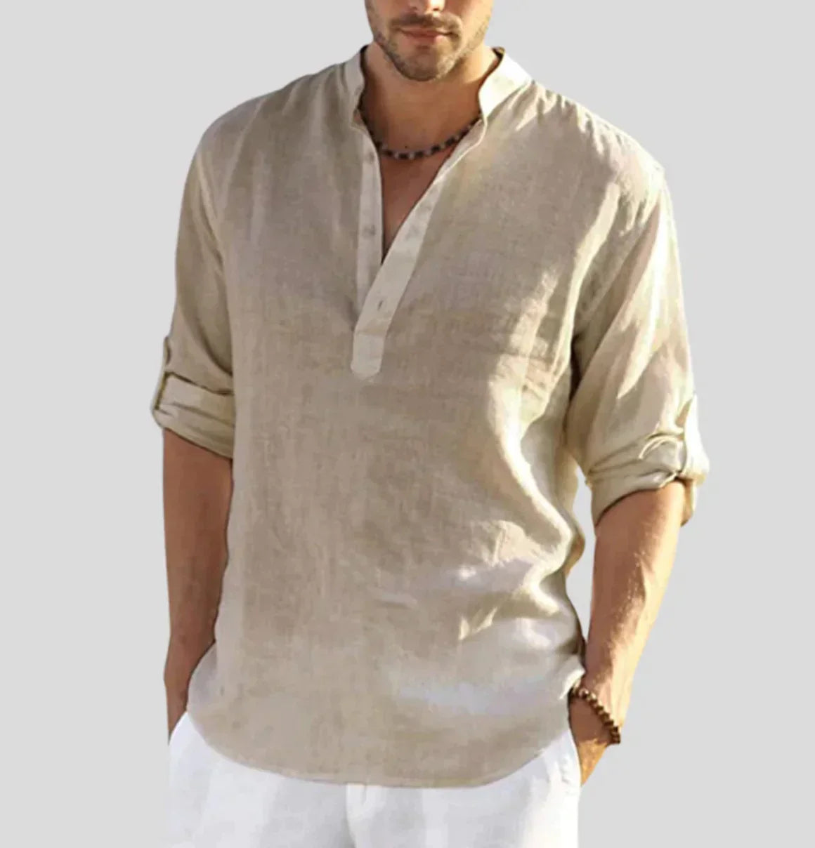 Oliver | Men's Casual Linen Henley Shirt