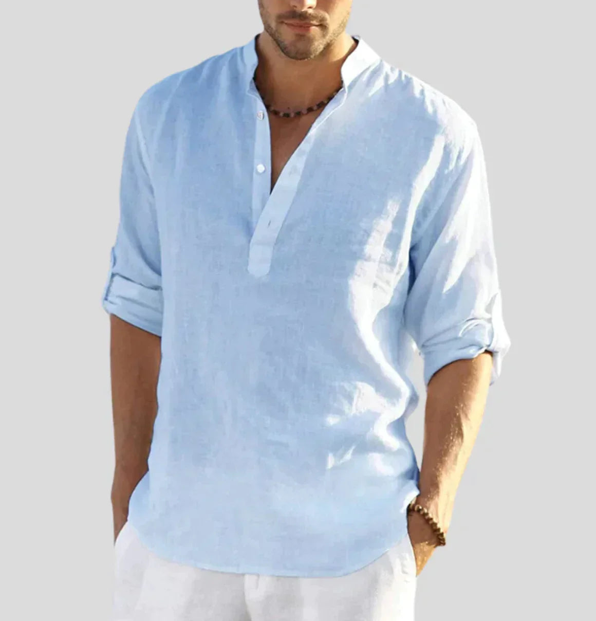 Oliver | Men's Casual Linen Henley Shirt