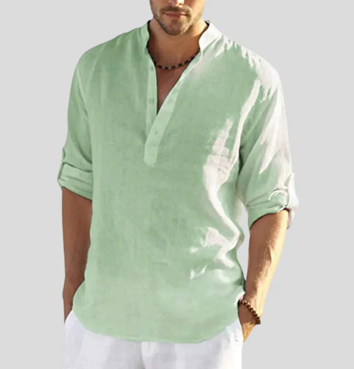 Oliver | Men's Casual Linen Henley Shirt