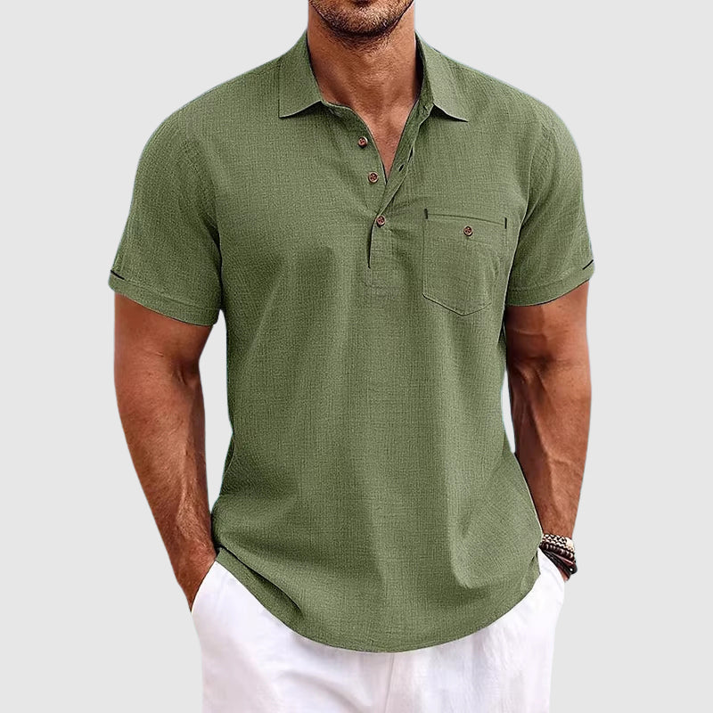 Hector | Men's Short Sleeve Linen Polo Shirt