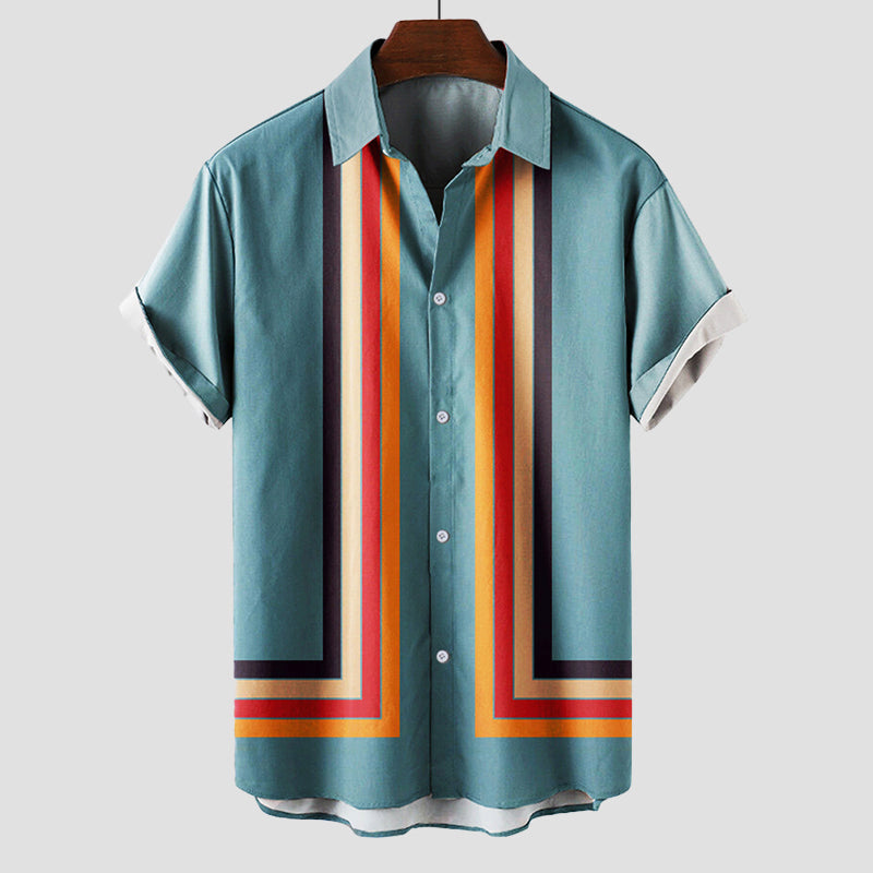Lucas | Men's Vintage Striped Bowling Shirt