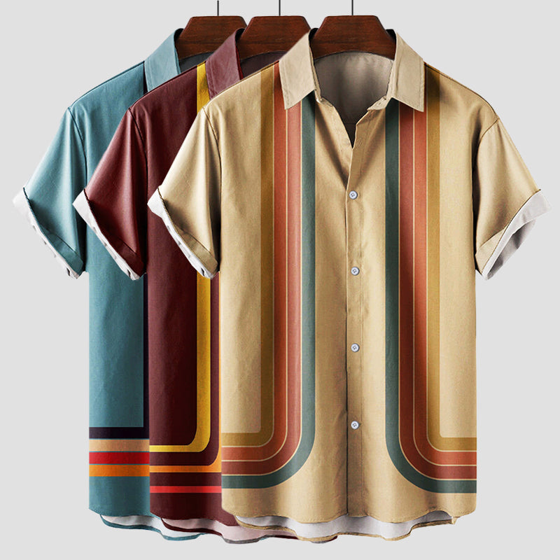 Lucas | Men's Vintage Striped Bowling Shirt