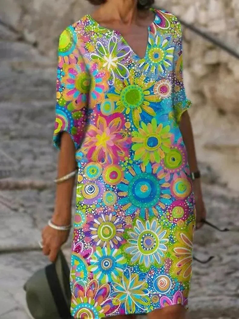 Ivy | Women's Floral Print V-Neck Dress