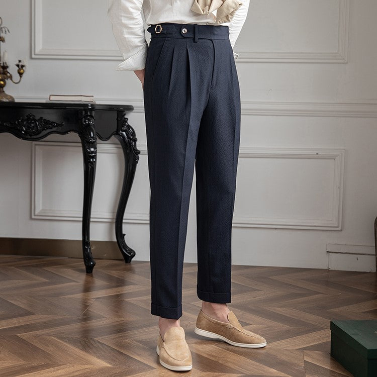 Sebastian | Men's High-Waist Pleated Tailored Trousers