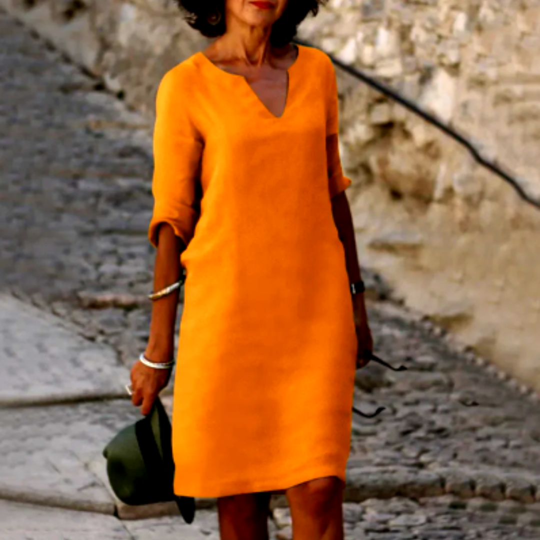 Elena | Women's Relaxed V-Neck Half Sleeve Dress