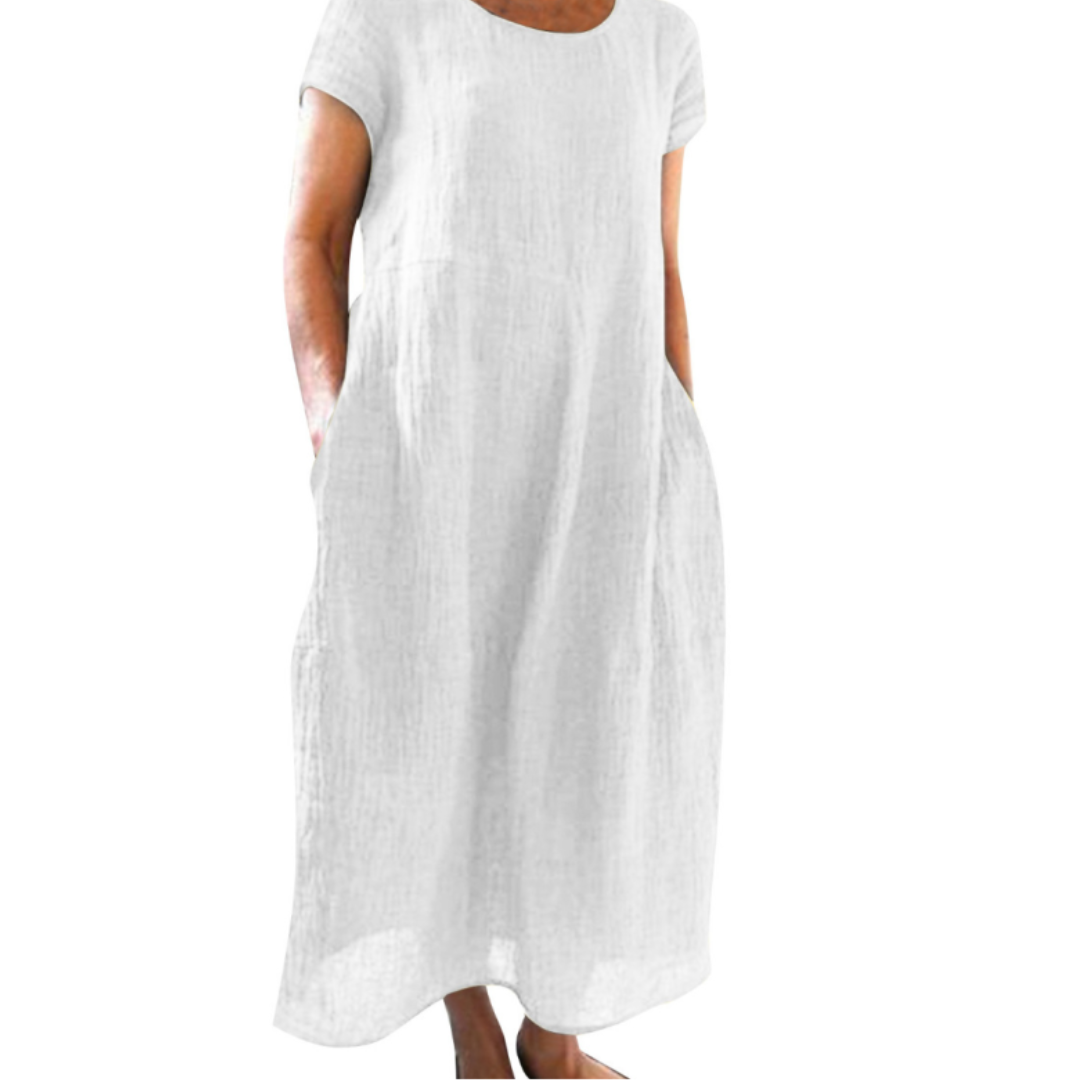 Madeline | Women's Round Neck Short Sleeve Midi Dress