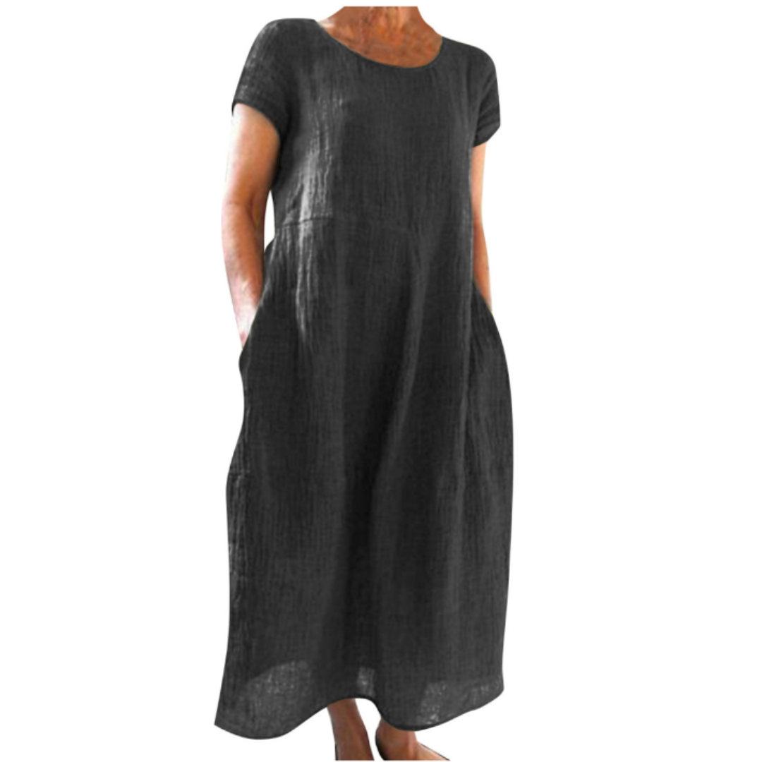 Madeline | Women's Round Neck Short Sleeve Midi Dress