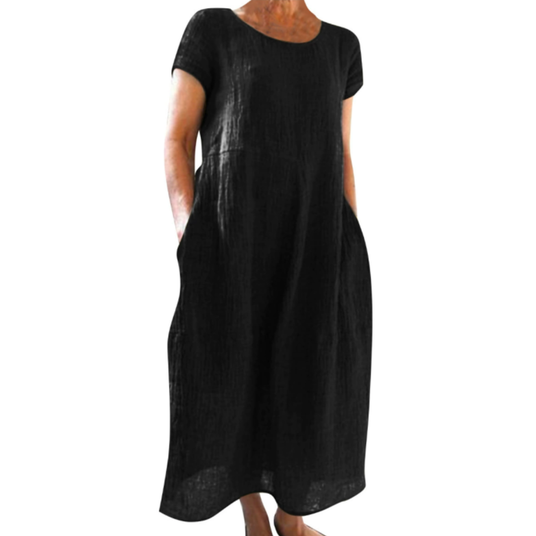 Madeline | Women's Round Neck Short Sleeve Midi Dress