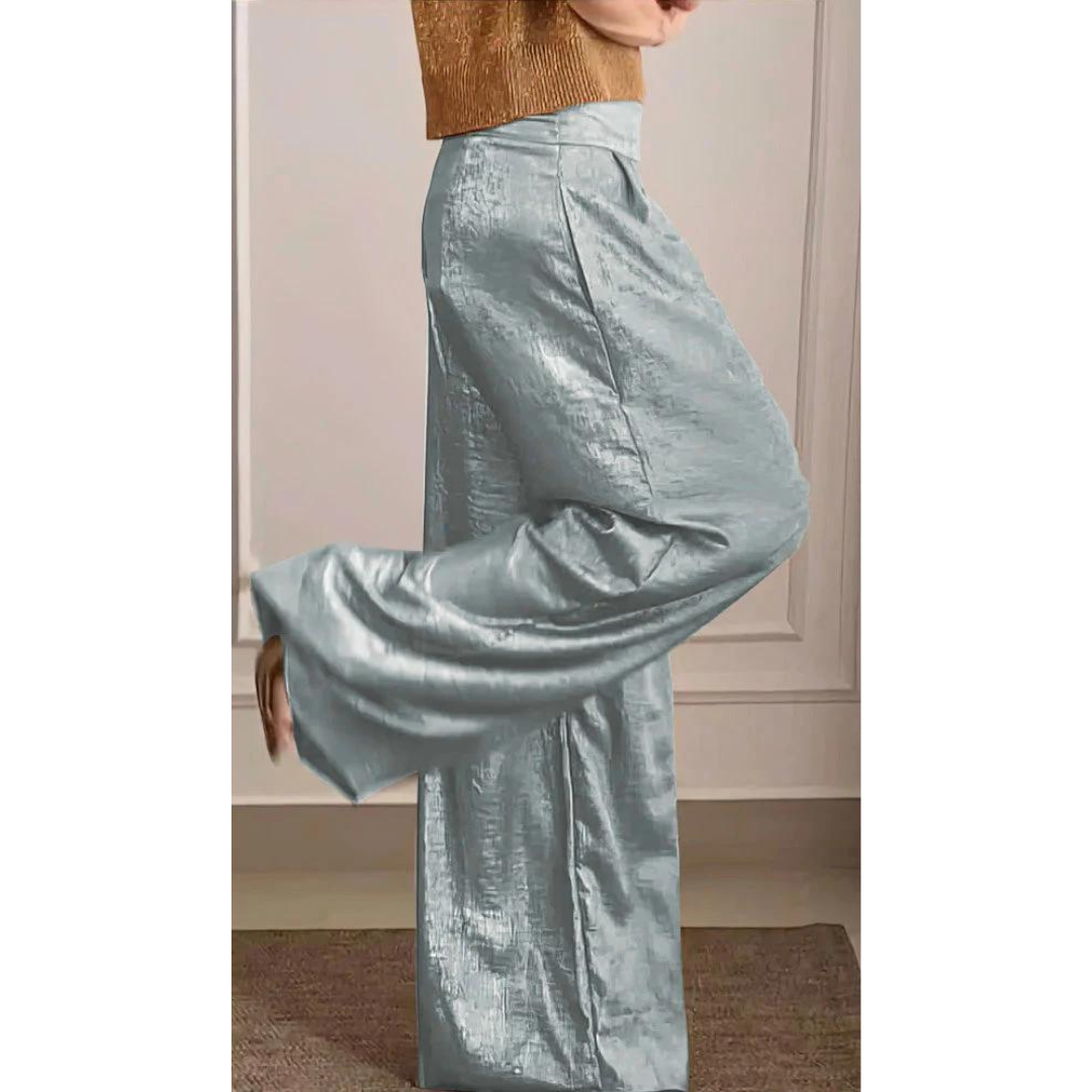 Lillian | Women's Knit V Neck Top Wide Leg Pants Set