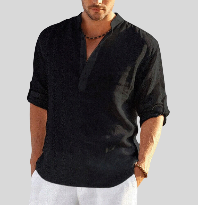 Noah | Men's Cotton-Linen Henley Shirt